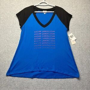 Pink Lotus Women’s Athletic Tee Motivational Yoga Black Blue New S